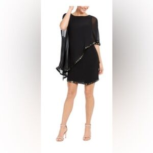 28th & Park Medium Black Sequined Overlay Sleeveless Jewel Neck Cocktail Dress